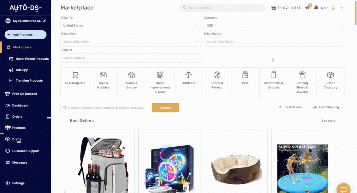 AutoDS 2-week trial order fulfillment feature