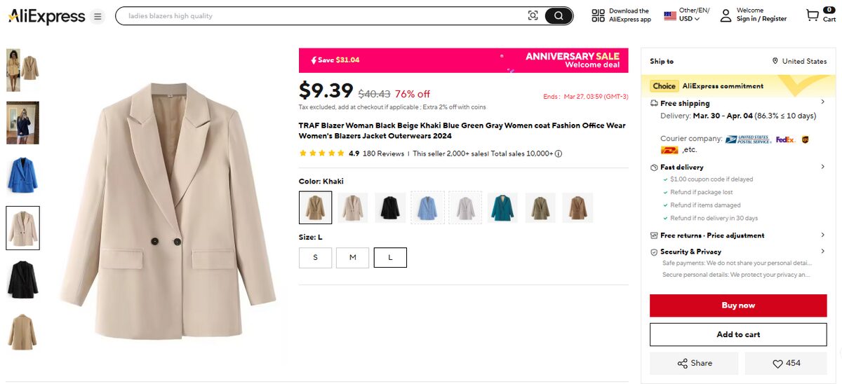 Oversized blazer on AliExpress
