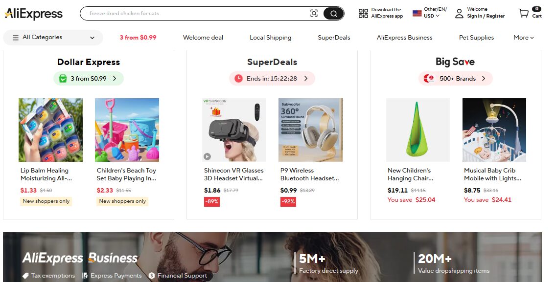 AliExpress homepage