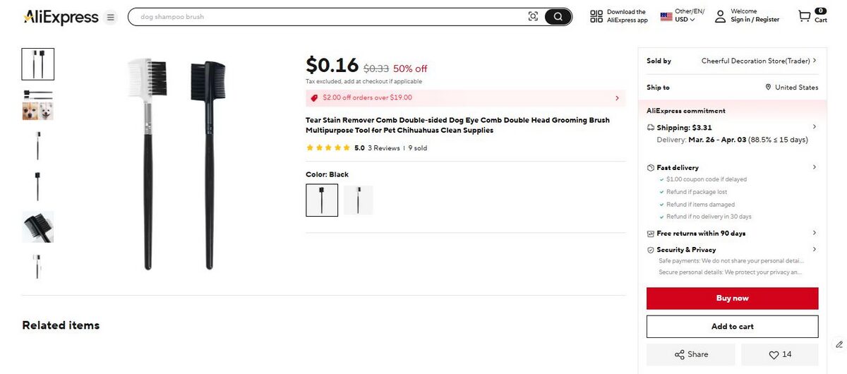 Tear Stain Listed On AliExpress