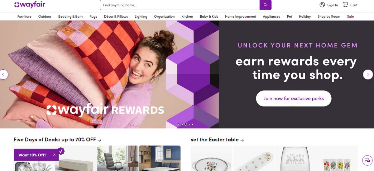 Wayfair Homepage