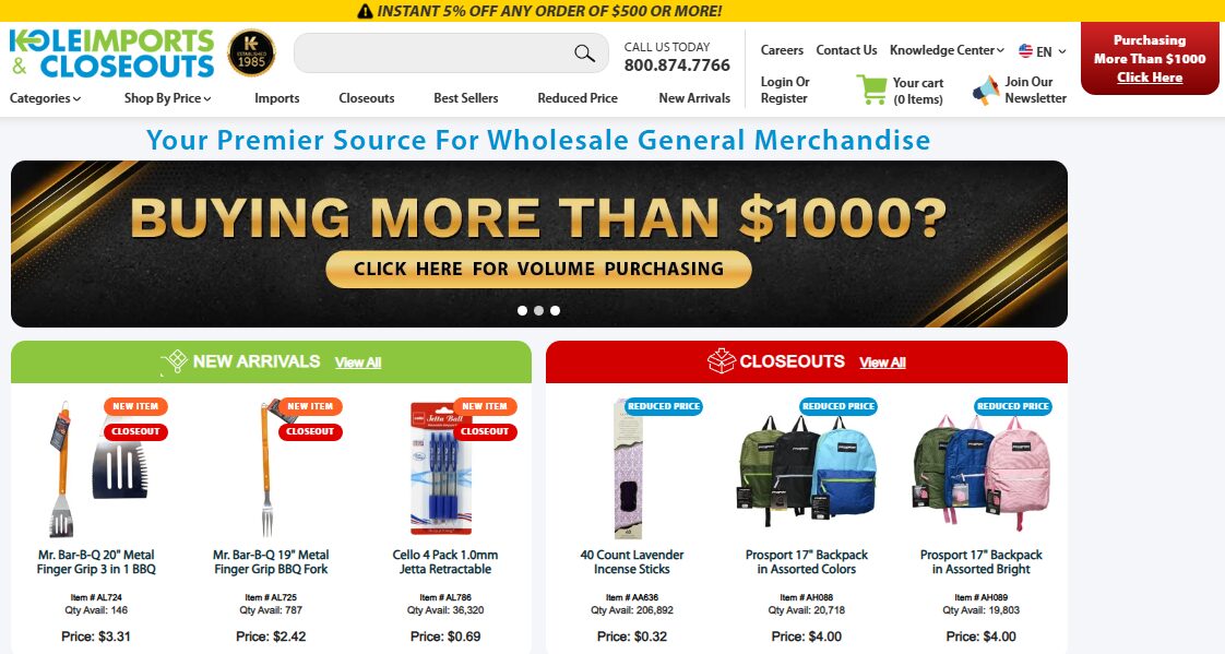 Kole Imports us wholesale supplier