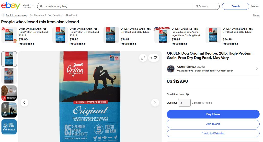 Organic Pet Food on eBay