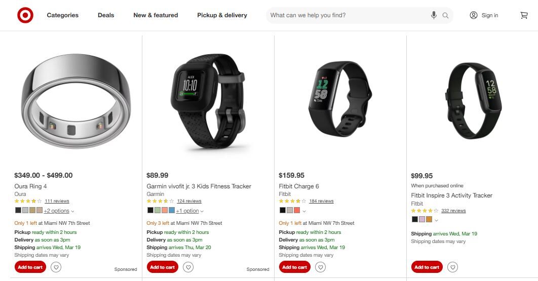 Bluethoot Fitness Trackers from Target