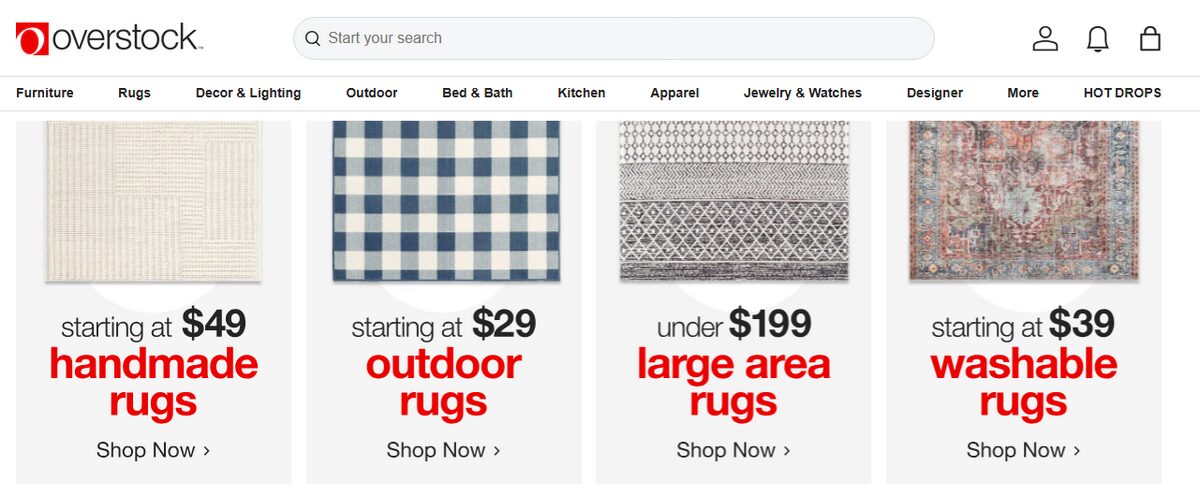 Overstock homepage