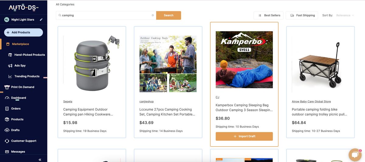 best dropshipping products for q2 camping gear