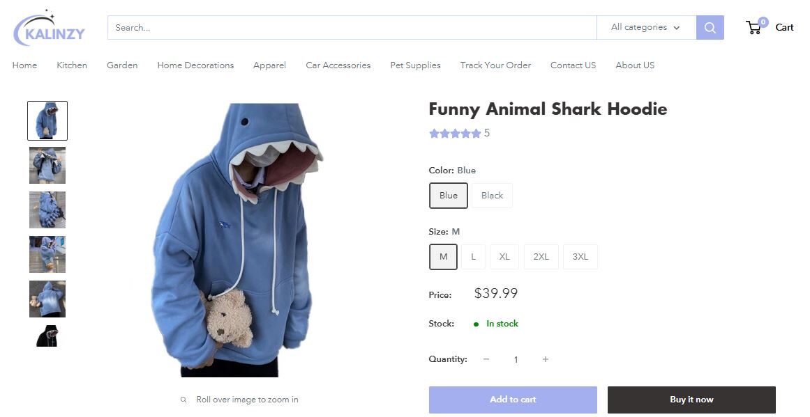 Shark Hoodie Seller's Website
