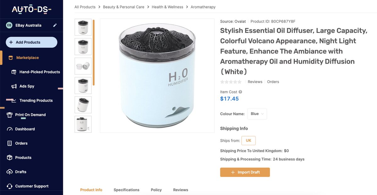 Aromatherapy Diffusers AutoDS Marketplace Dropshipping