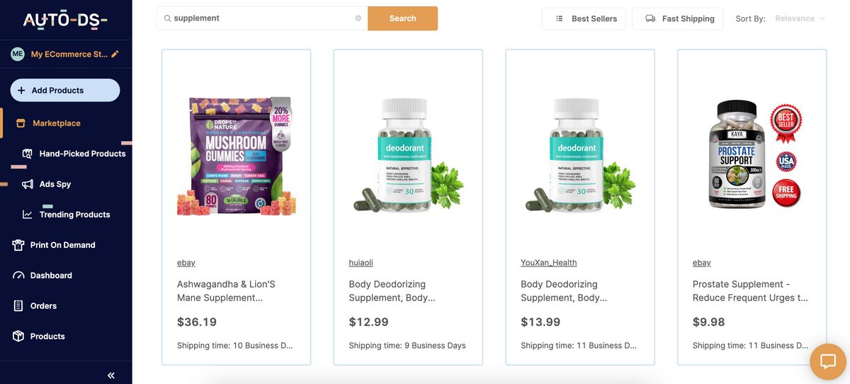 Supplements health and wellness dropshipping products