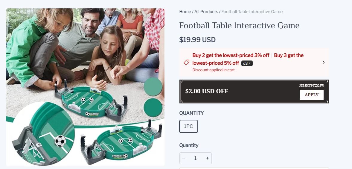 Soccer Table Seller's Website
