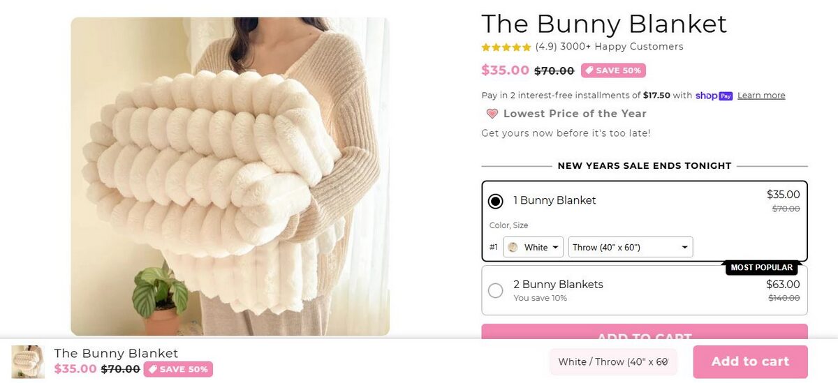 Bunny Blanket Sellers Website