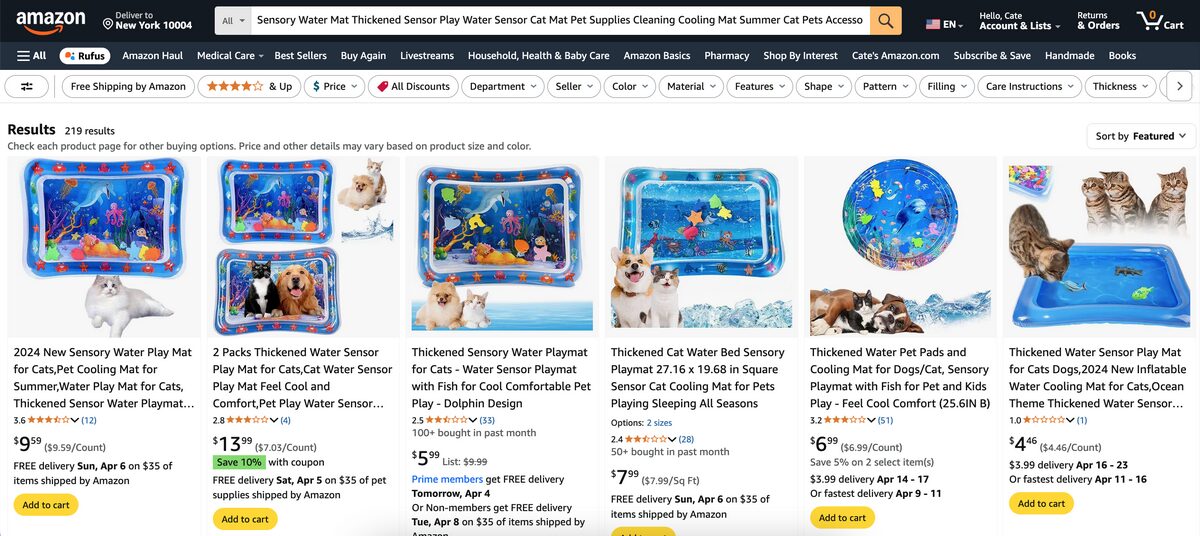 Sensory Water Mat Interactive Pet Toys Dropshipping Amazon