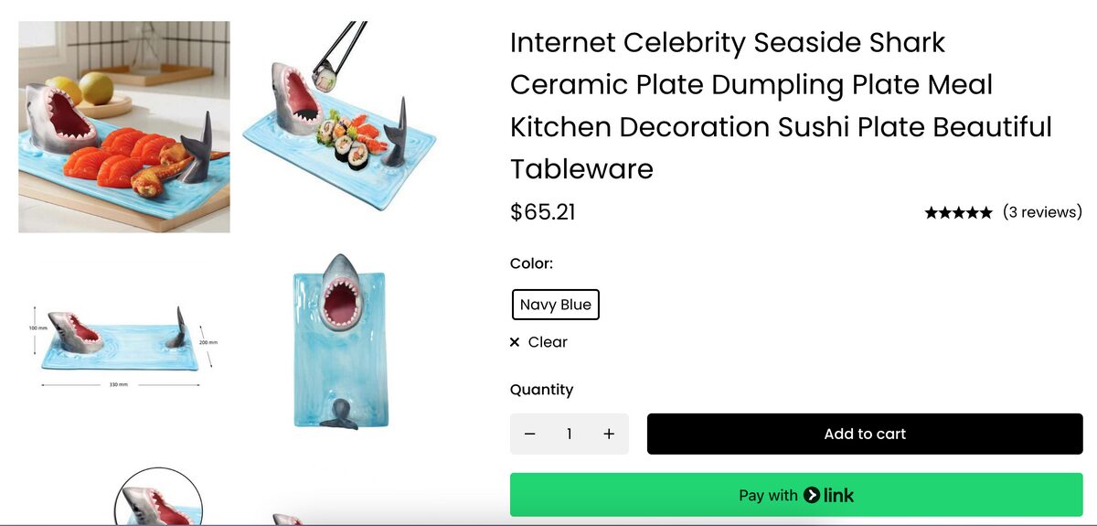 Shark Ceramic Plate Seller's Website