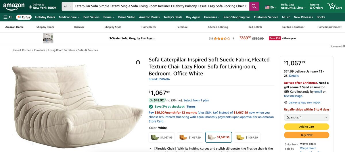 caterpillar sofa best items to dropship in january 2025