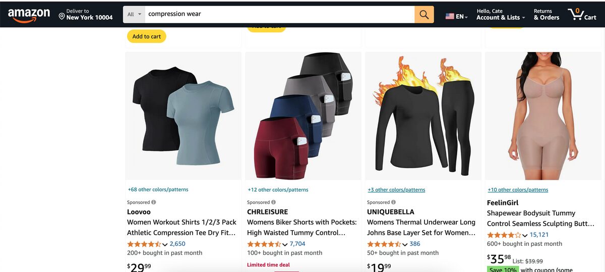 dropshipping compression wear from amazon