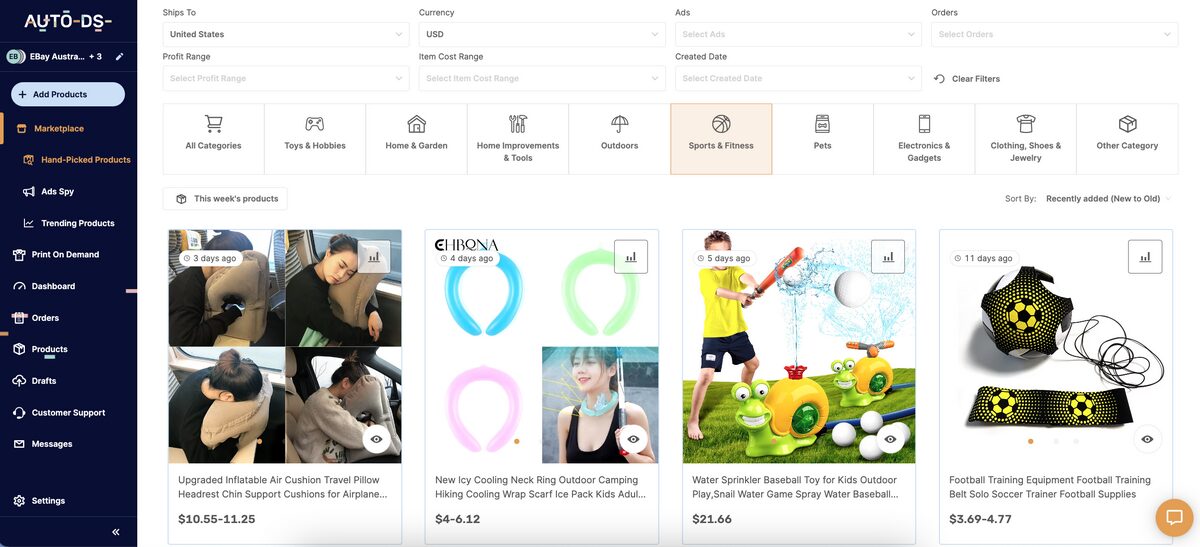 AutoDS Hand-Picked Products Hub For Ghost Commerce