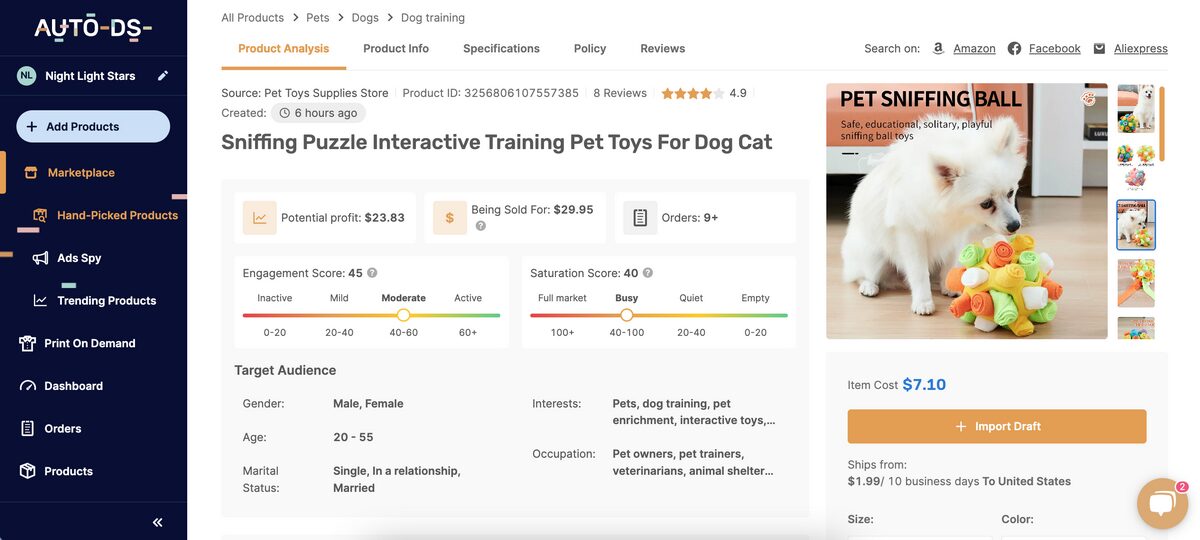 Sniffing Soft Ball Puzzle AutoDS Dropshipping Interactive Dog Toys