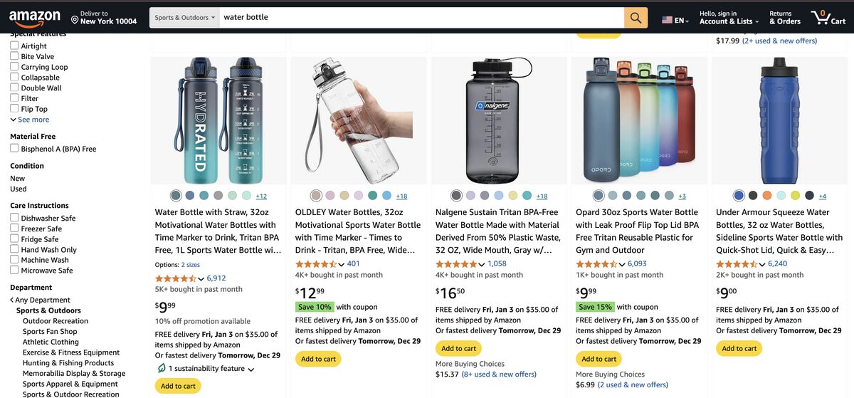 Top Selling Items 2025 Water Bottle Amazon