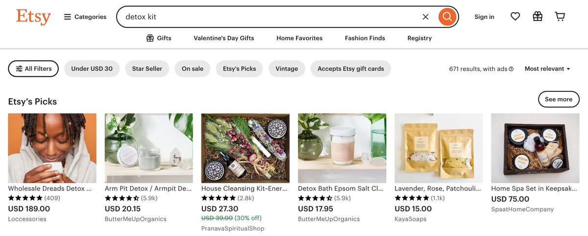 Etsy detox kits