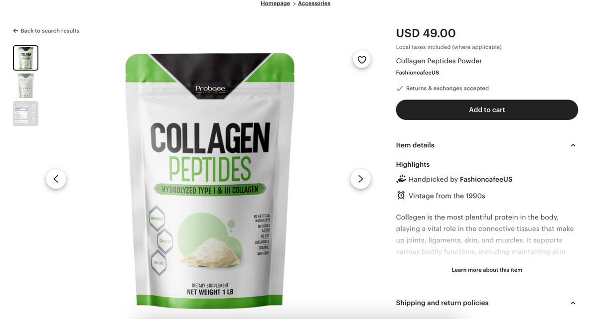 Collagen Peptides Powder etsy