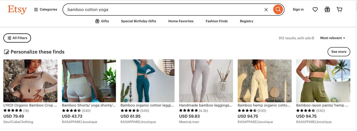 ecofriendly activewear from etsy