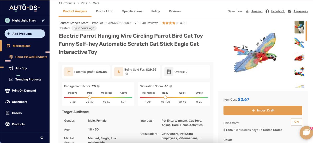 Hanging Wire Circling Parrot Interactive Cat Toys Dropshipping AutoDS