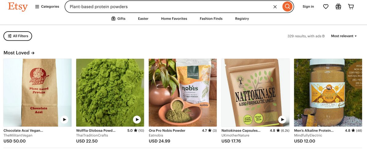 Plant-based protein powders etsy organic foods dropshipping