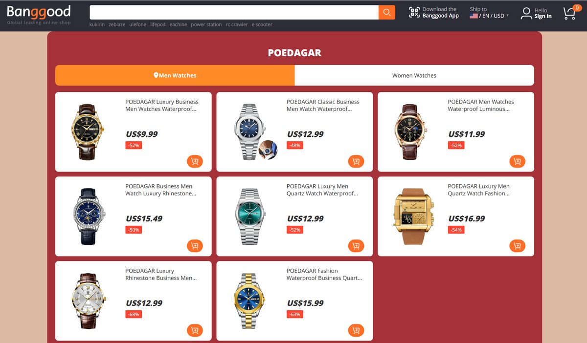 supplier banggood watches dropshipping for luxury store
