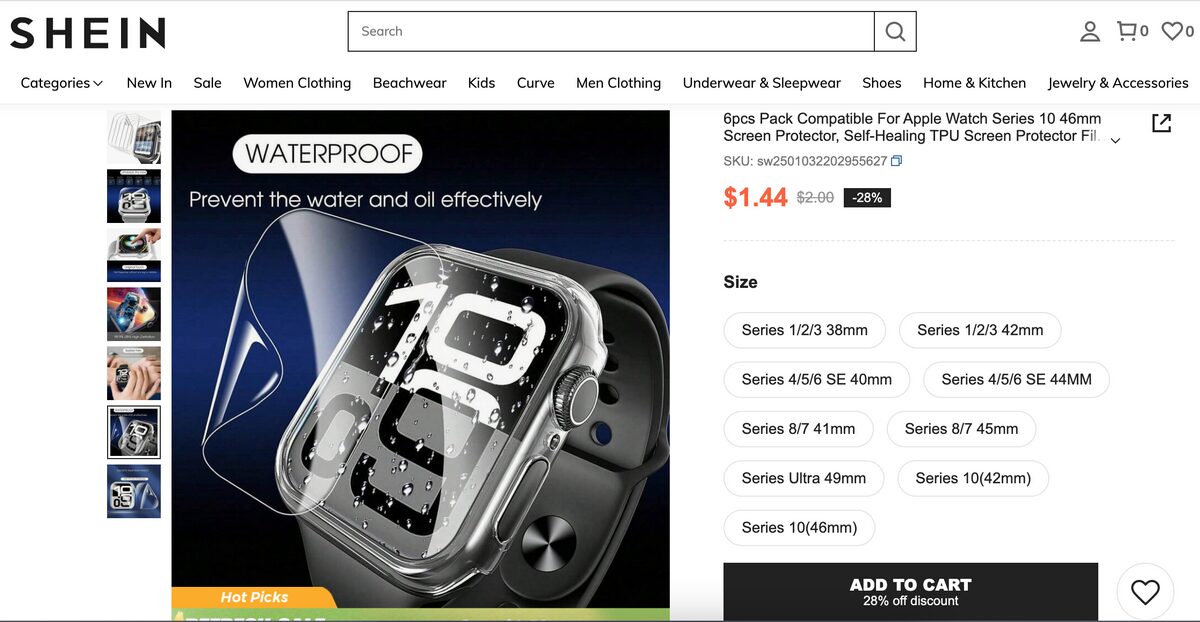 Flexible TPU Screen Protectors Shein Dropshipping