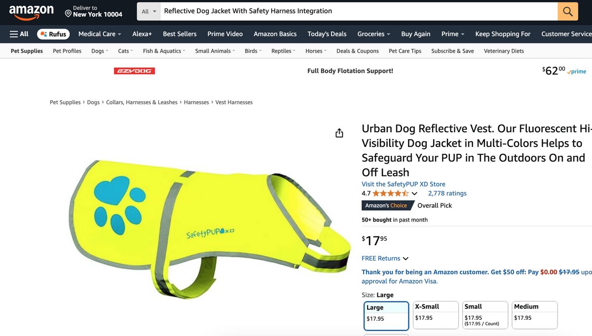 Reflective Dog Jacket With Safety Harness Integration