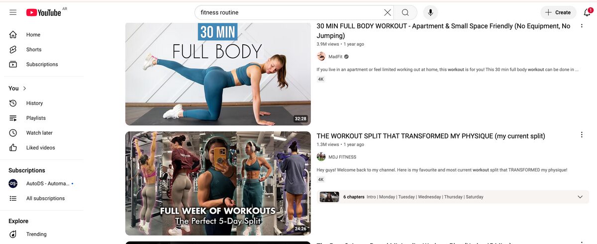 youtube fitness videos