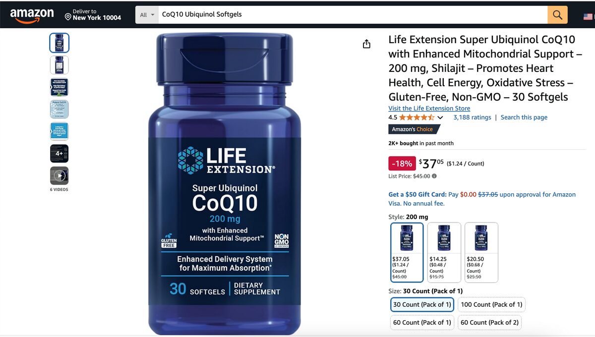 CoQ10 Ubiquinol Softgels Amazon