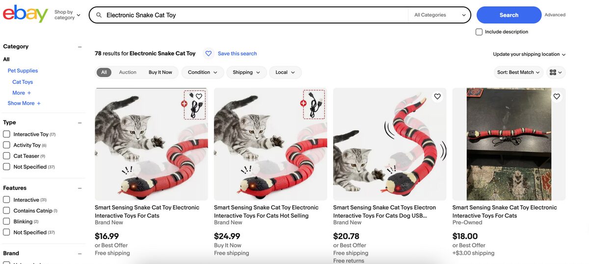 Electronic Snake Cat Toy eBay Dropshipping