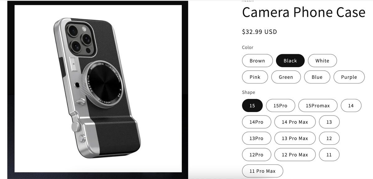 Retro Camera Phone Case Seller's Website