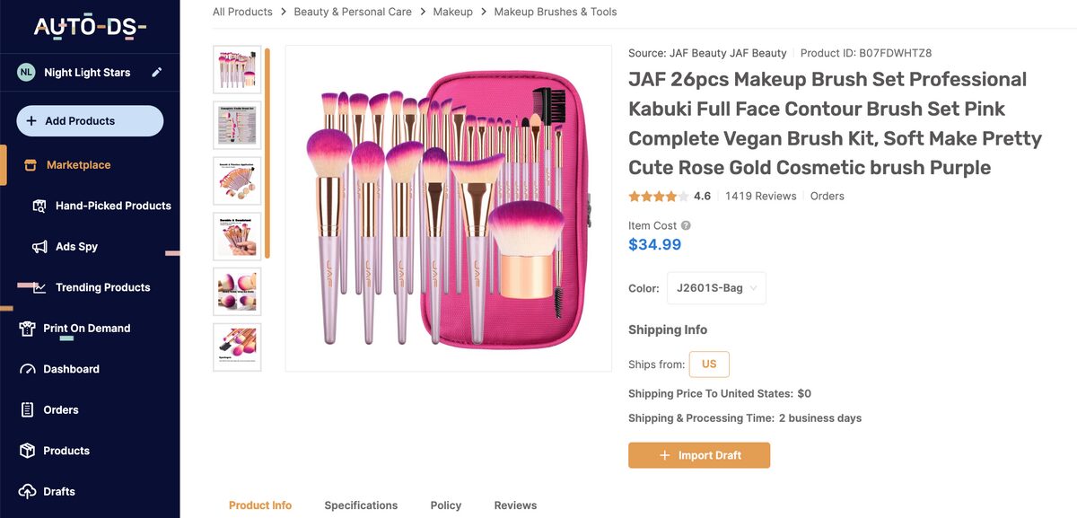 Professional Makeup Brush Set AutoDS Marketplace Dropshipping