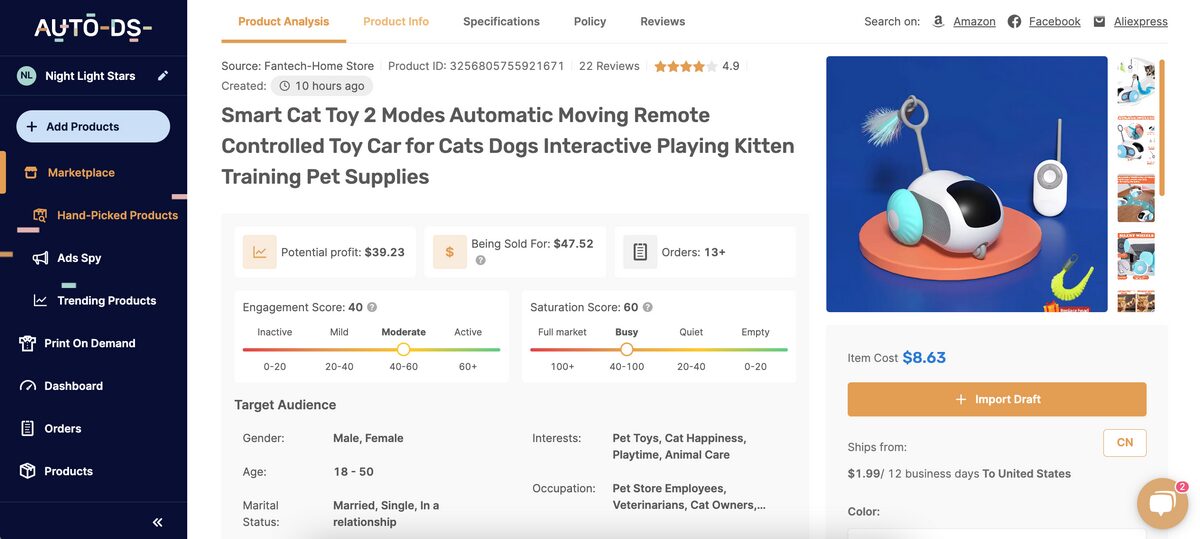 Remote Controlled Toy AutoDS Dropshipping Interactive Pet Toys