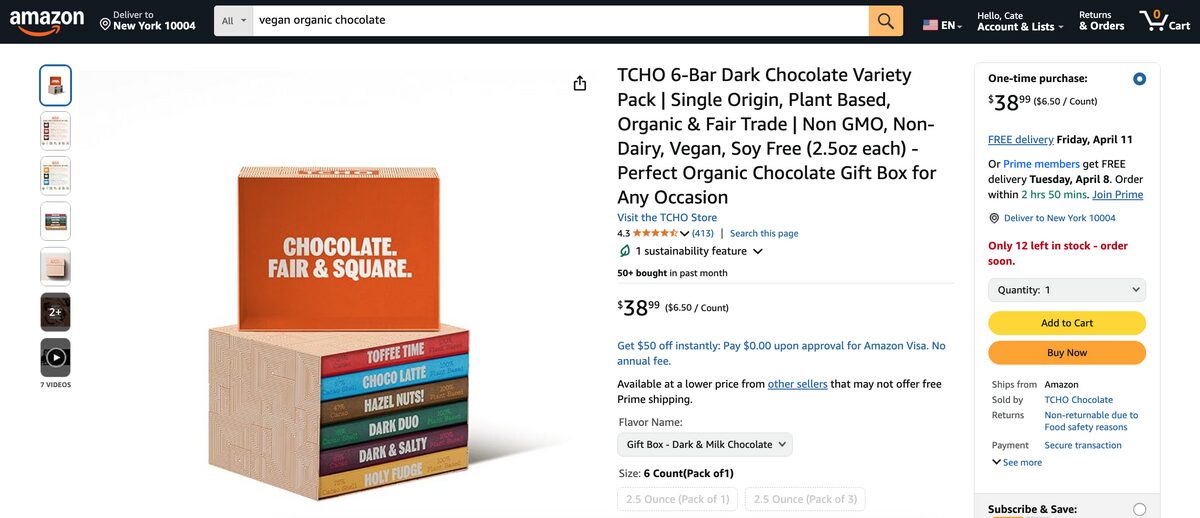 Amazon Vegan-friendly organic chocolates foods dropshipping