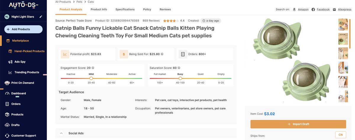 Catnip Ball For Cats AutoDS Dropshipping