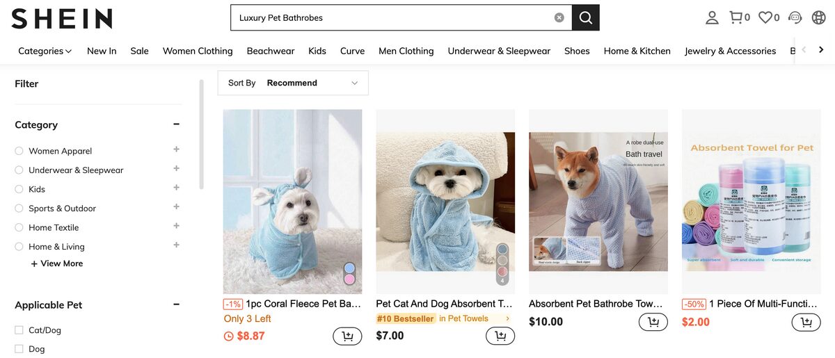 Luxury Pet Bathrobes Shein