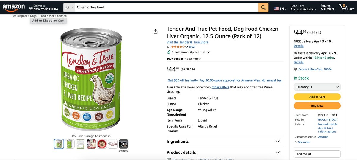 Organic dog food Amazon dropshipping