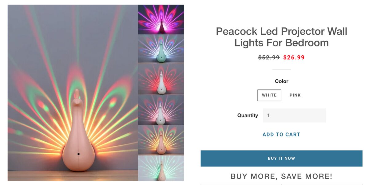 Peacock Projector Lamp Seller's Website