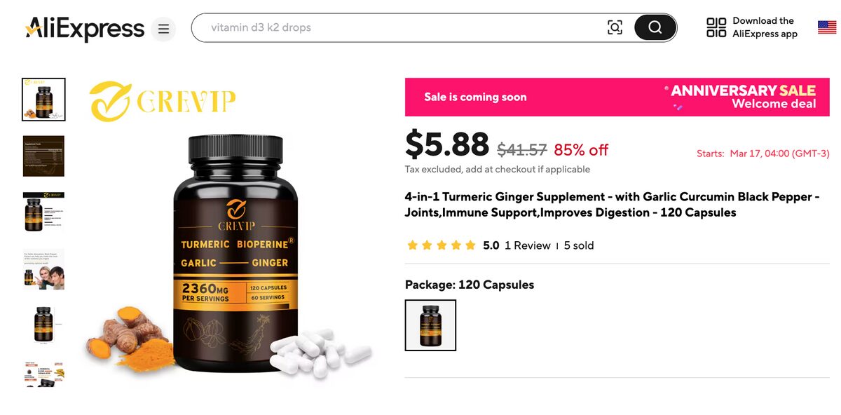 Turmeric Curcumin with BioPerine vitamin supplements dropshipping