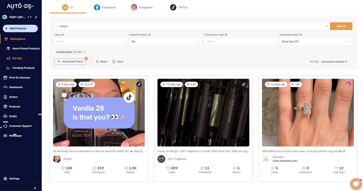 AutoDS Spy Tool For Luxury Dropshipping Suppliers