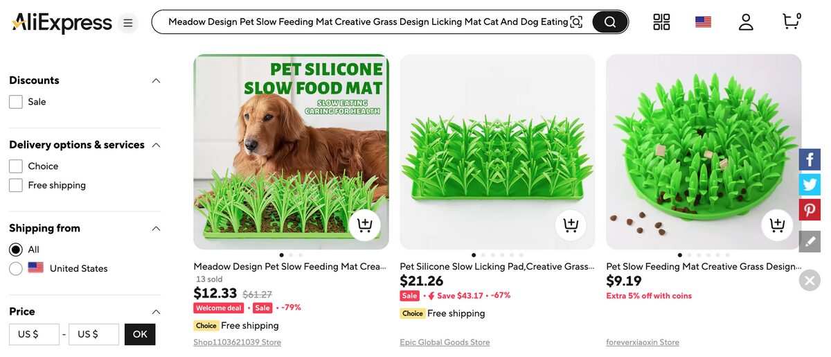 Silicone Slow Feeding Mat Grass Design AliExpress Dropshipping Pet Toys