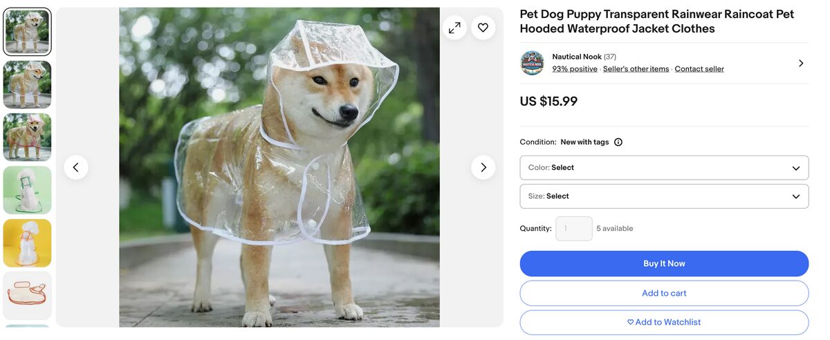 Pet Raincoats With Transparent Hoods eBay
