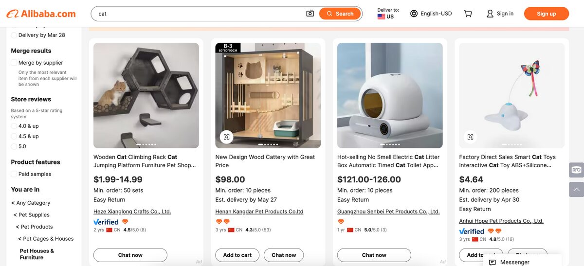 Alibaba cat products