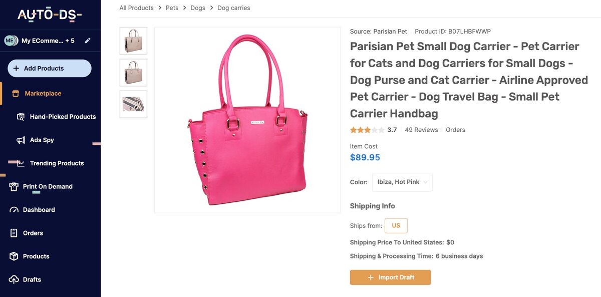 Designer-Inspired Pet Carriers AutoDS
