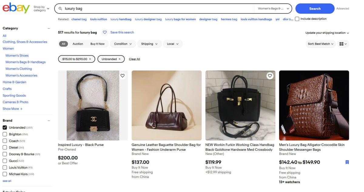 eBay luxury dropshipping suppliers