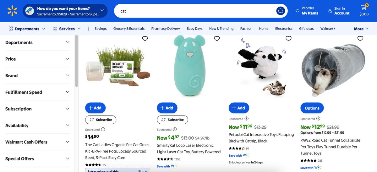Walmart Cat Section Dropshipping