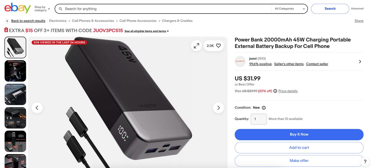 ebay Portable Power Banks dropshipping mobile accessories